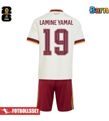 Spanien Lamine Yamal #19 Bortatröja Barn VM 2026 Kortärmad (+ Korta byxor)